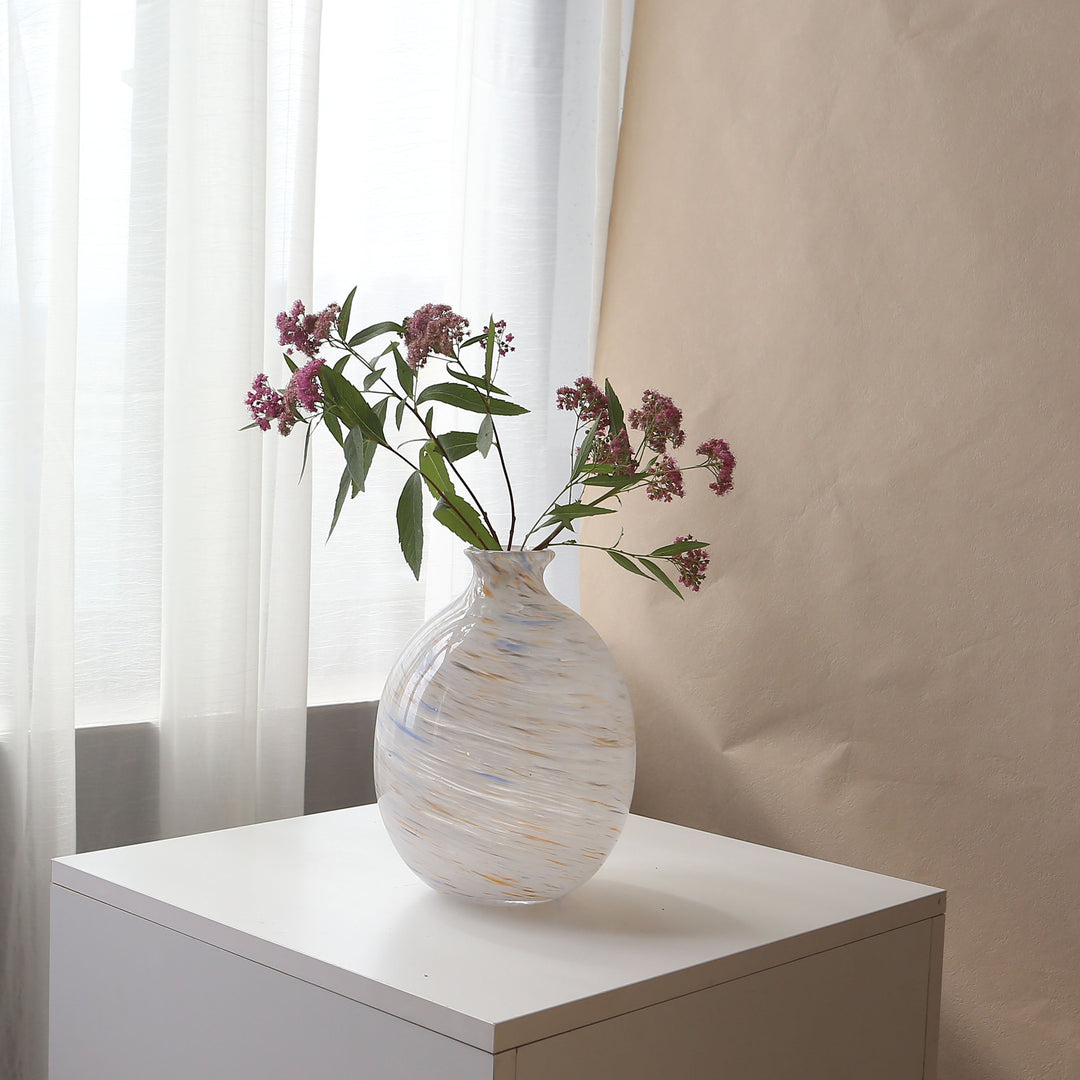 Handblown Swirl-Pattern Decorative Bulb Vase Kalsten