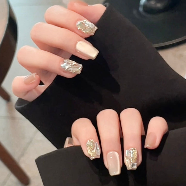Elegant Rhinestone-Embellished Press-On Nails