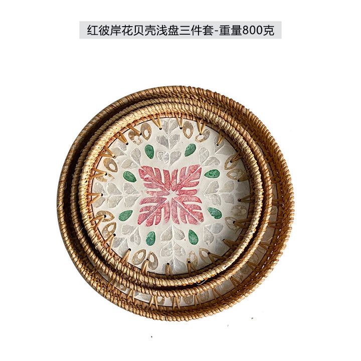 Ladies' cowhide serving basket with handwoven design Kalsten