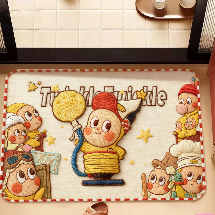 Playful Cartoon Character-Themed Decorative Floor Mat