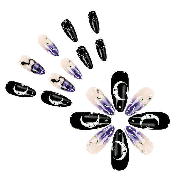 Artistic Halloween-Themed Press-On Nail Art Set Kalsten