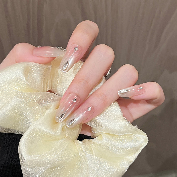 Elegant Press-On Nail Set with Rhinestone Accents Kalsten