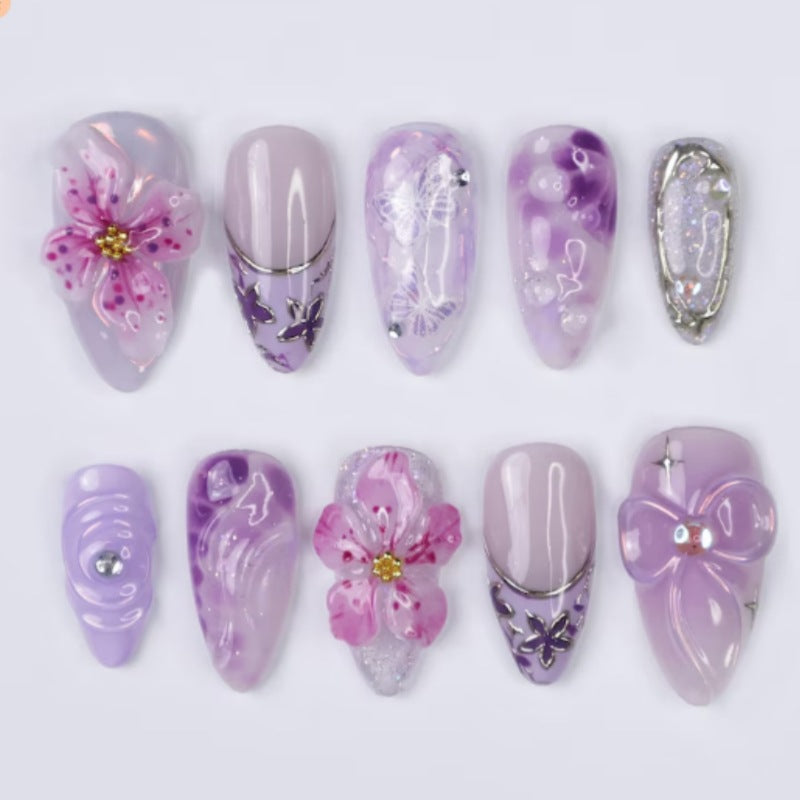 Artistic Floral-Embellished Press-On Nails Kalsten