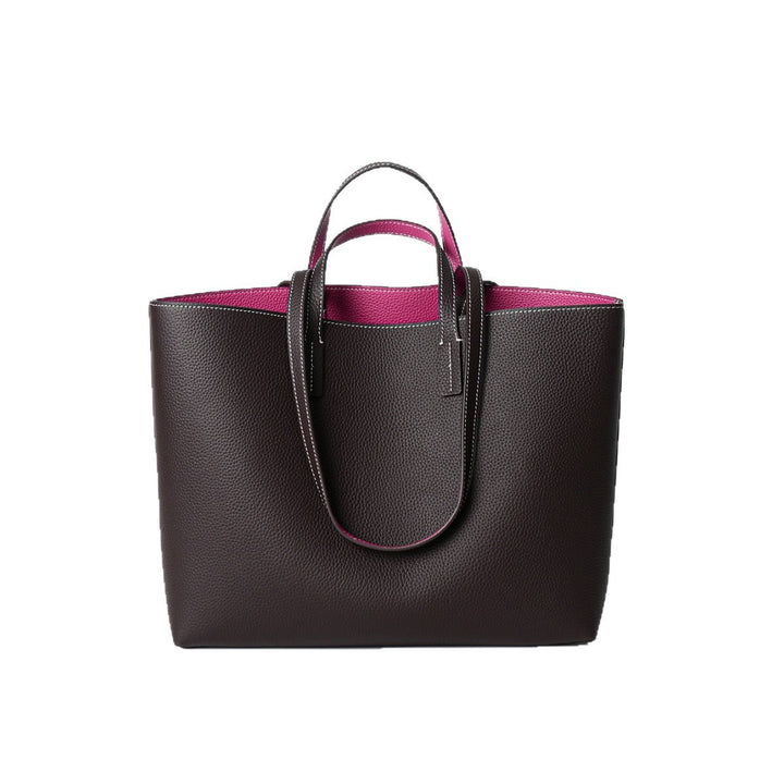Pebbled Grain Structured Open-Top Double-Handle Tote Bag