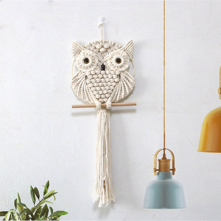 Artful Macrame Wall Hanging In Owl Shape Kalsten