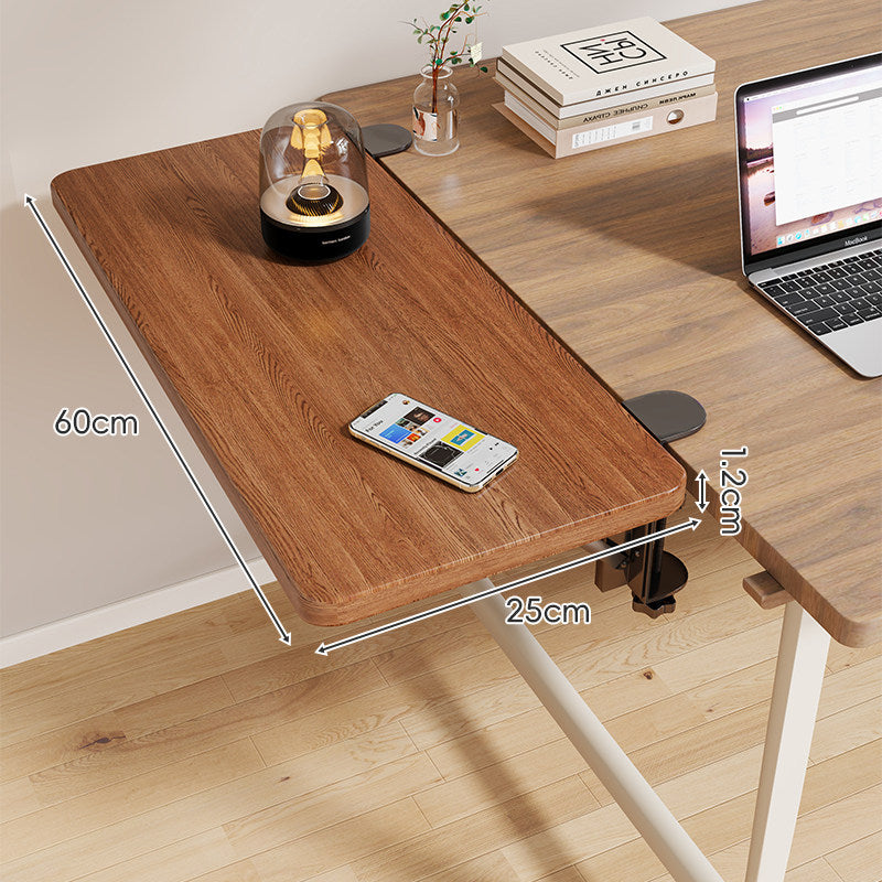 Clamp-On Adjustable Wooden Desk Side Shelf Extension with Foldable Bracket