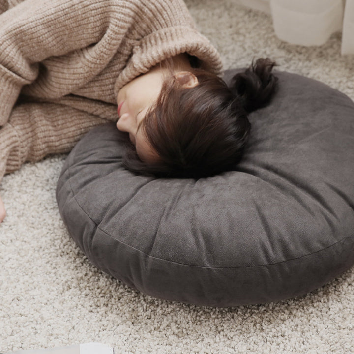 Round seat pouf with soft velvet cover, removable zipper, and shape-stable filling Kalsten