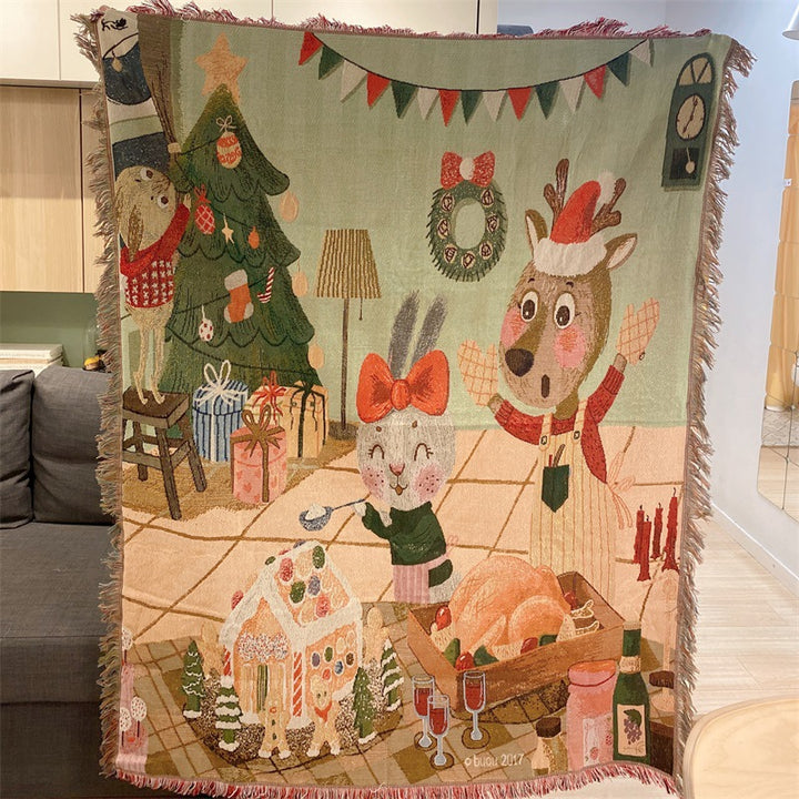 Cozy Holiday-Themed Throw Blanket