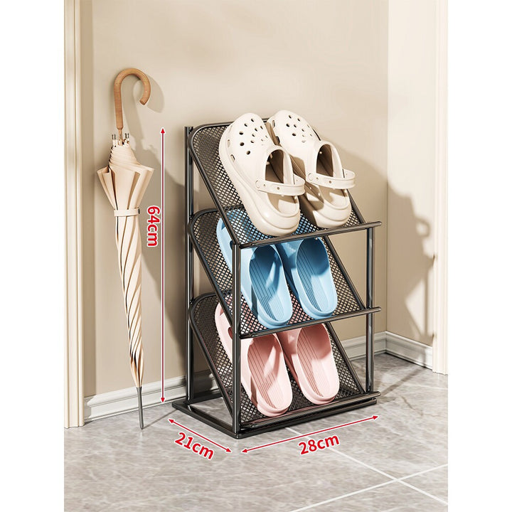 Four-Tier Vertical Angled Metal Mesh Shoe Rack Organizer