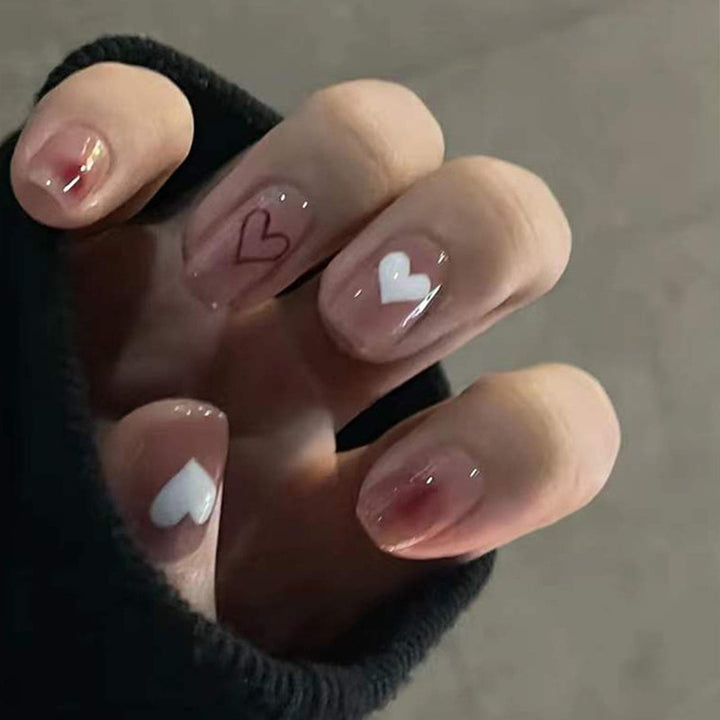 Heart-Embellished Press-On Nail Set Kalsten