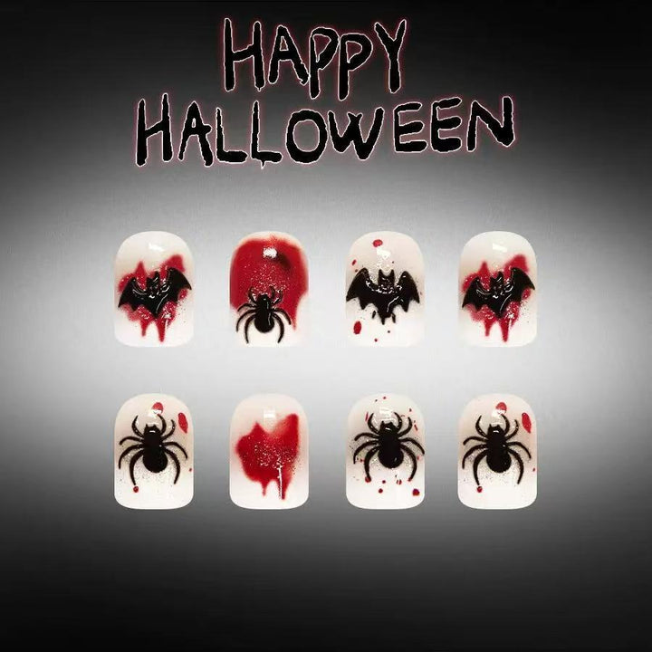 Halloween Fake Nail Set with Stylish Spider Web and Vampire Designs Kalsten