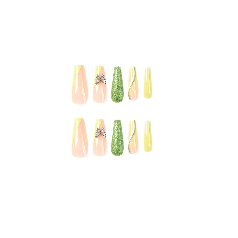 Glittering artificial nails with butterfly design Kalsten