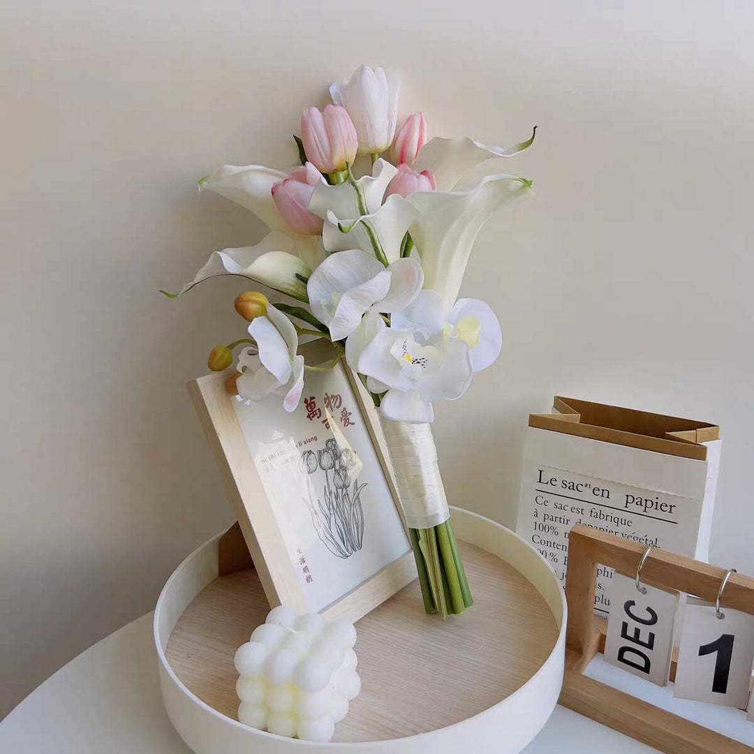 Elegant Artificial Floral Bouquet with Mixed Blooms