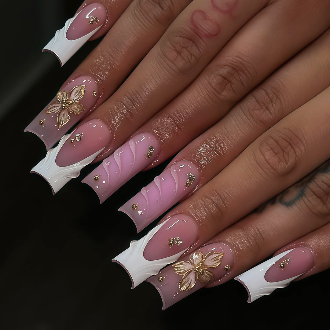 Elegant Floral Nail Art Press-On Set Kalsten
