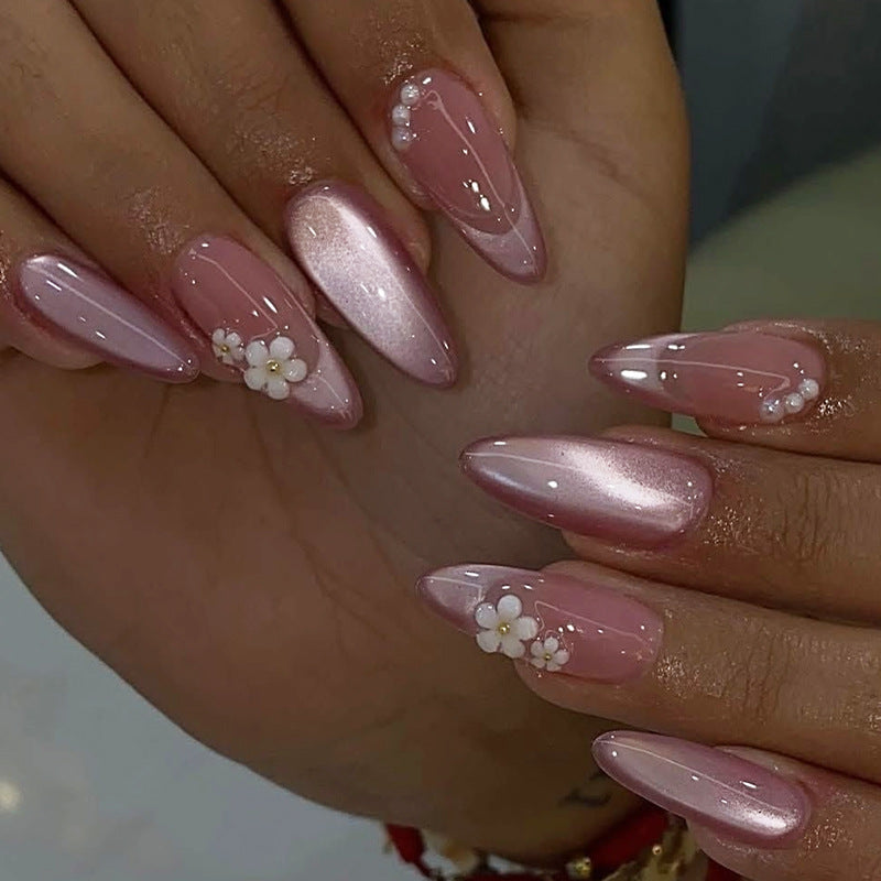 Decorative Press-On Nail Art Set with Elegant Floral Accents kalsten