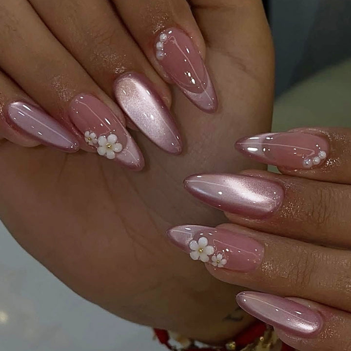 Decorative Press-On Nail Art Set with Elegant Floral Accents kalsten
