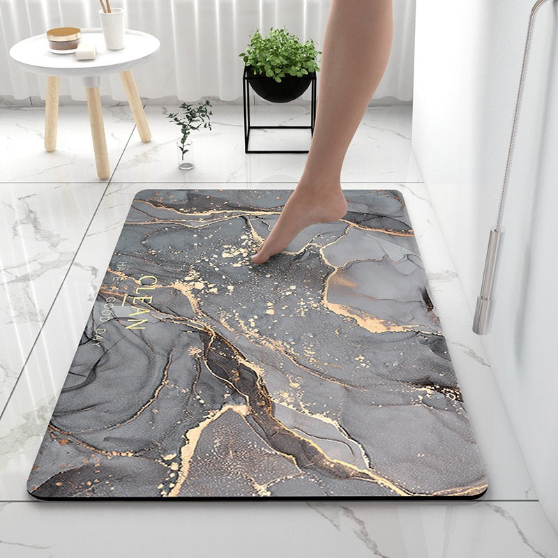 Artistic Marble Print Bath Mat