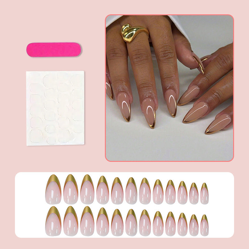 Artificial nails with elegant golden tip accent Kalsten