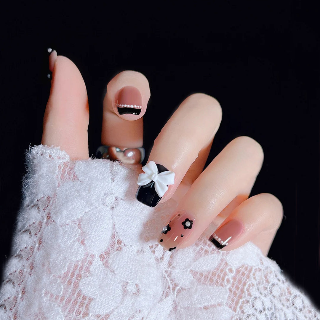 Artificial nail set with elegant bow and flower decoration Kalsten