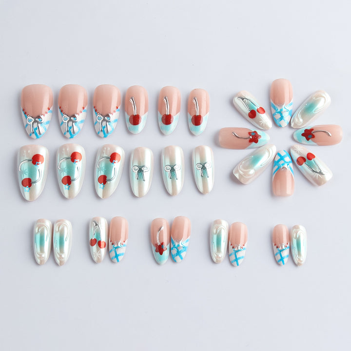 Decorative Cherry-Themed Press-On Nails Kalsten