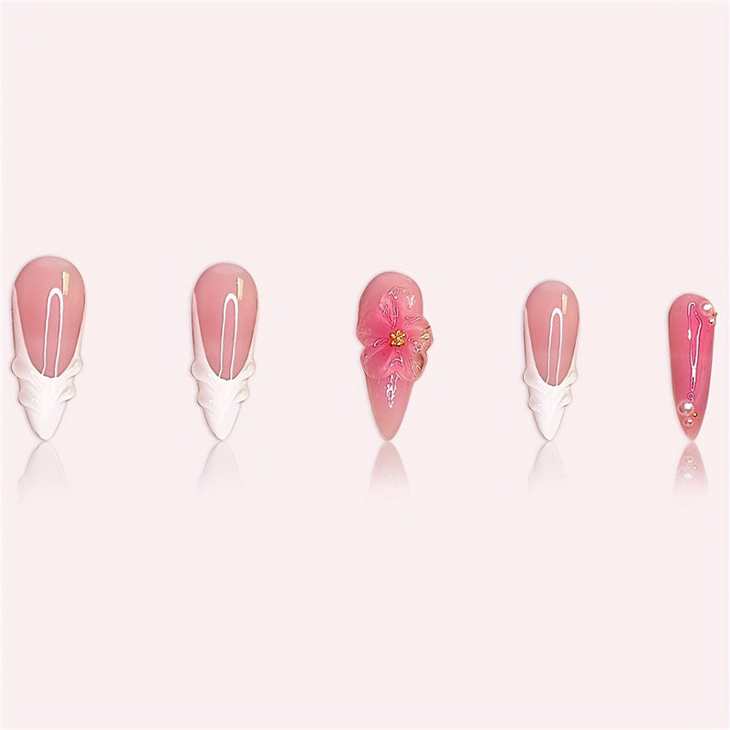 Floral 3D Press-On Nail Art Kalsten