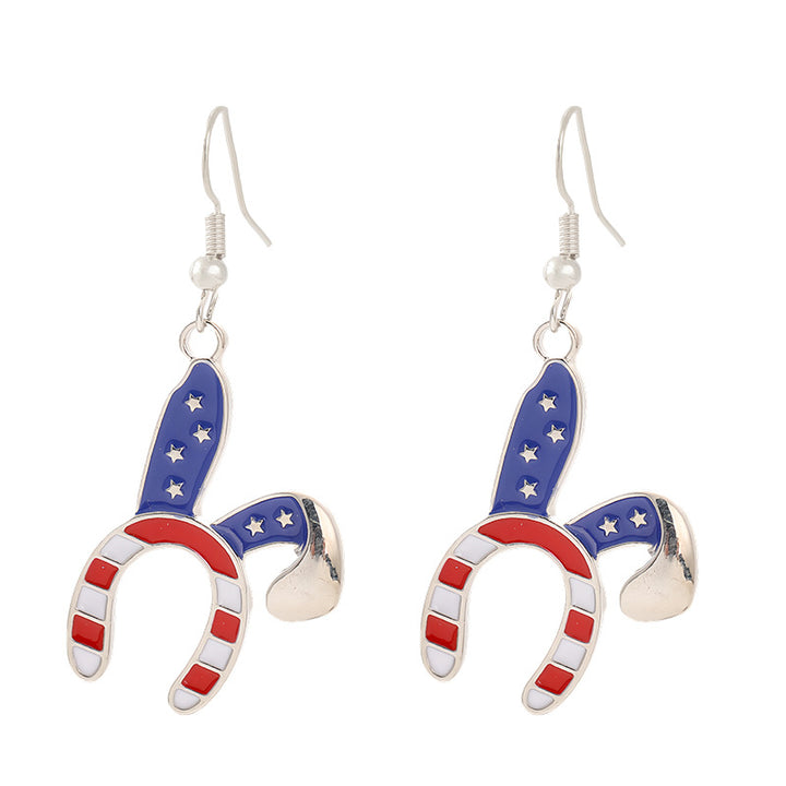 Women's nan patriotic horseshoe enamel dangle earrings with star-accented design and fishhook findings Kalsten