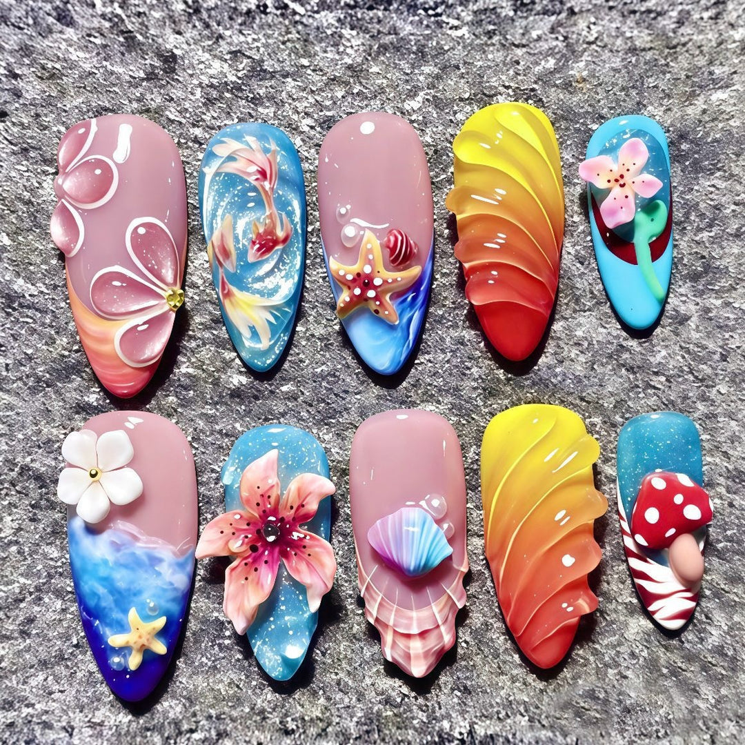 Decorative artificial nails in summer design Kalsten