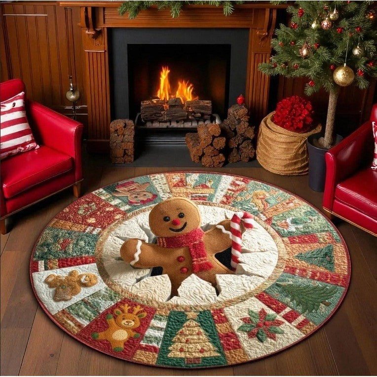 Festive Santa-Themed Round Area Rug