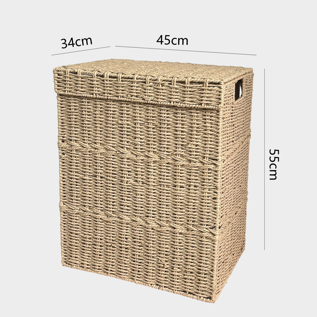 High-quality laundry basket with lid and natural weave Kalsten