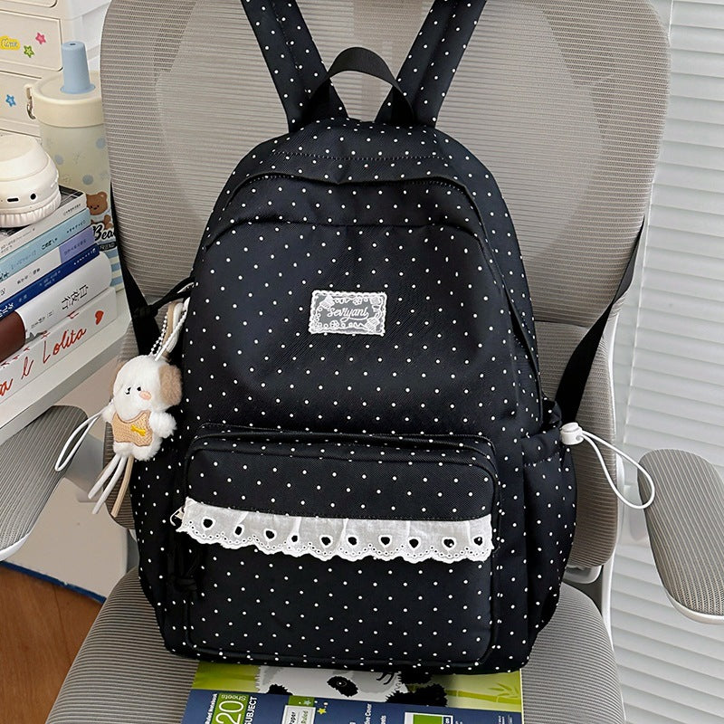 Playful Polka Dot Printed Backpack Kalsten