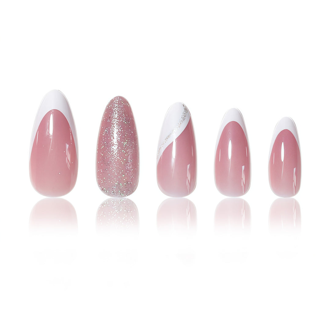 Elegant Glitter French Tip Nail Art Extensions Kalsten