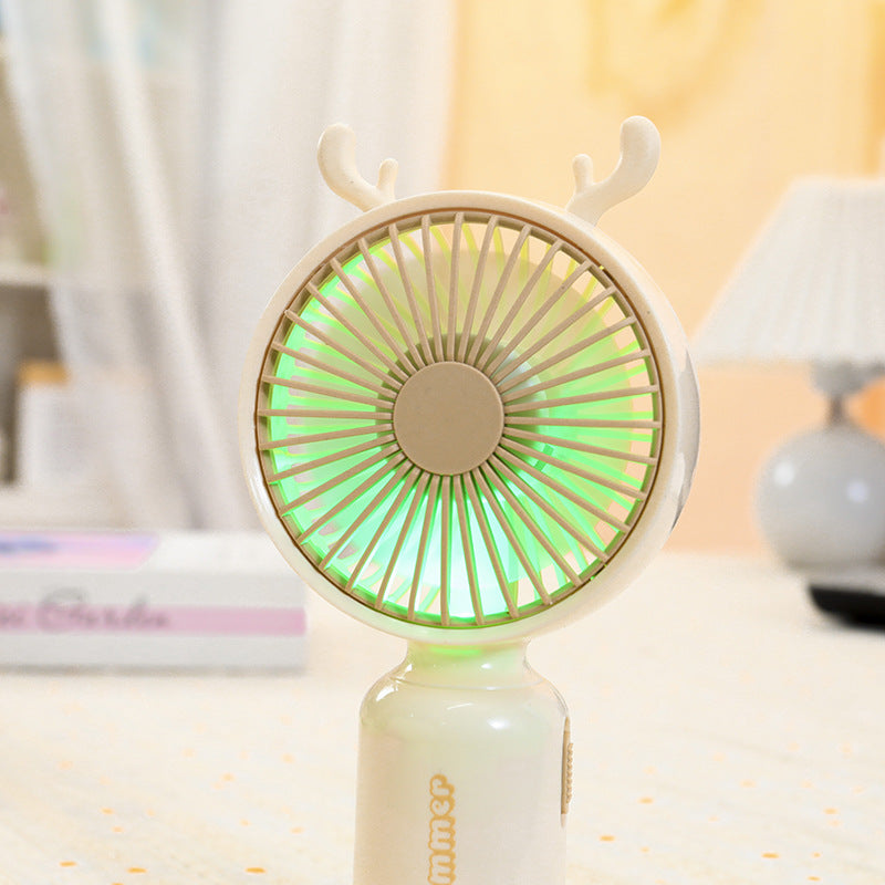 Ladies portable USB mini fan with LED night light folding stand and cute design Kalsten