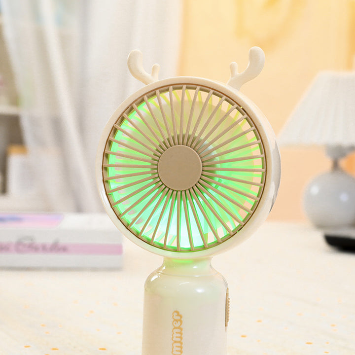 Ladies portable USB mini fan with LED night light folding stand and cute design Kalsten