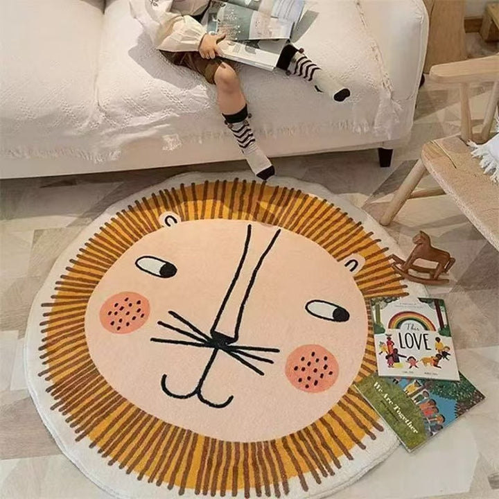 Playful Elephant Theme Round Rug