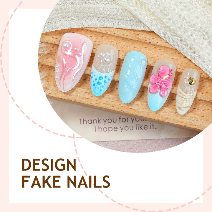 Artificial Nail Set with Eye-Catching Shell and Flower Designs Kalsten