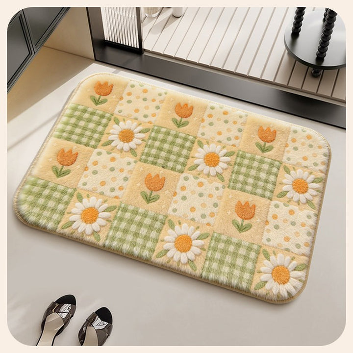 Floral Patterned Soft Bath Mat