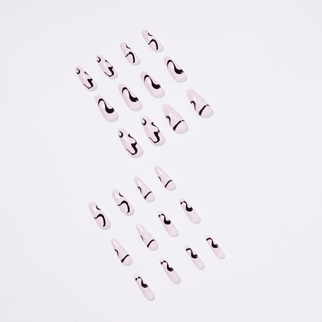 Artful nail extensions with elegant curved patterns Kalsten