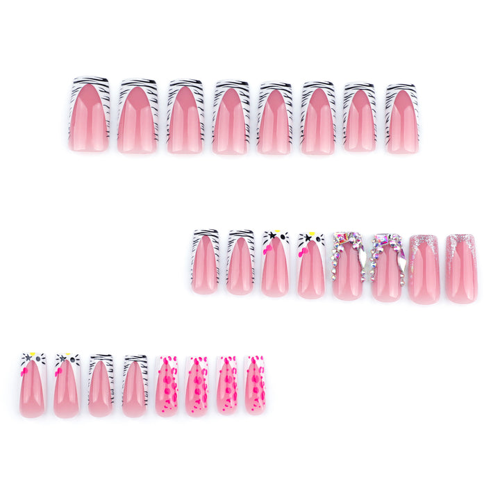 Artistic Nail Art with Animal Motif and Rhinestone Decorations Kalsten