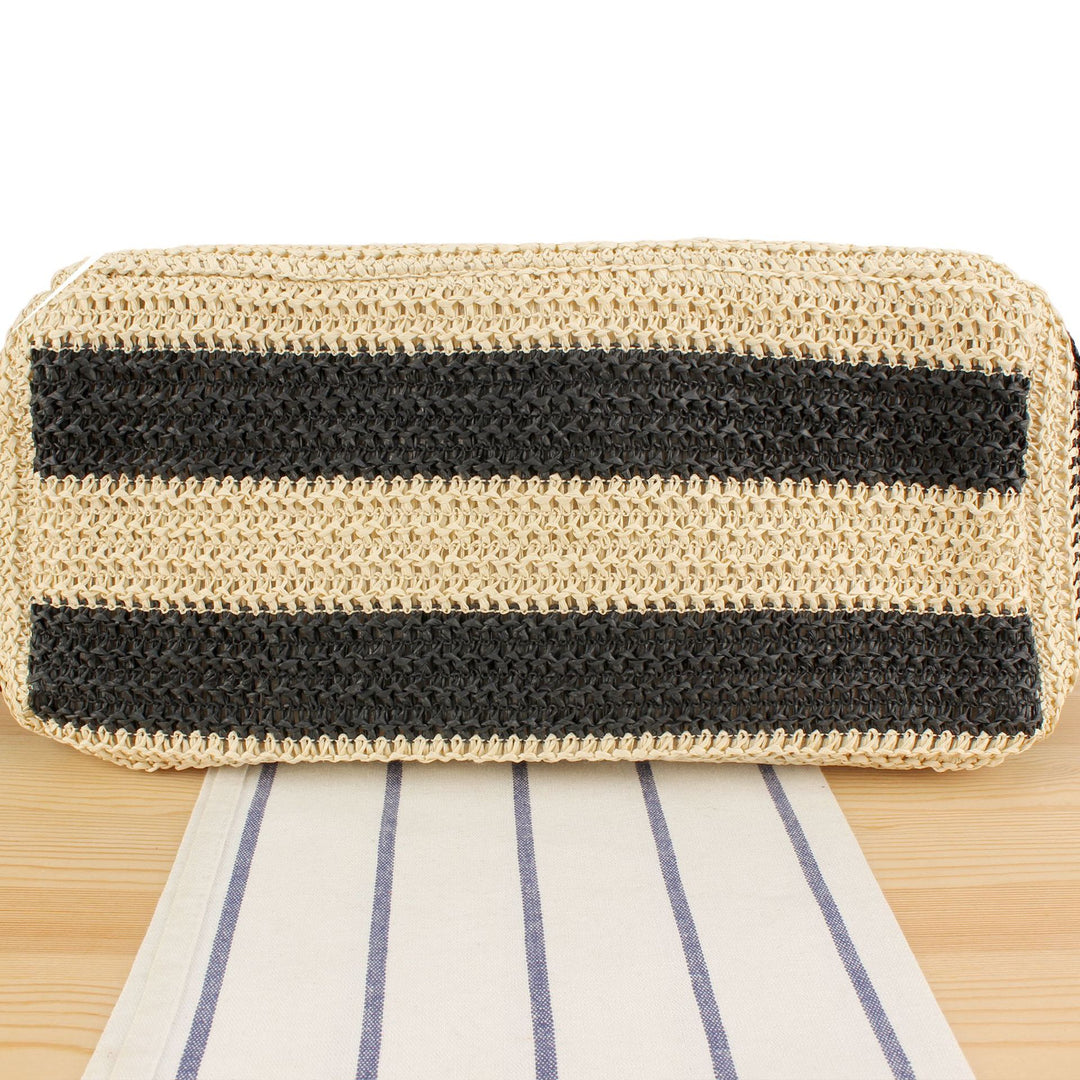 Straw bag with elegant leather handles Kalsten