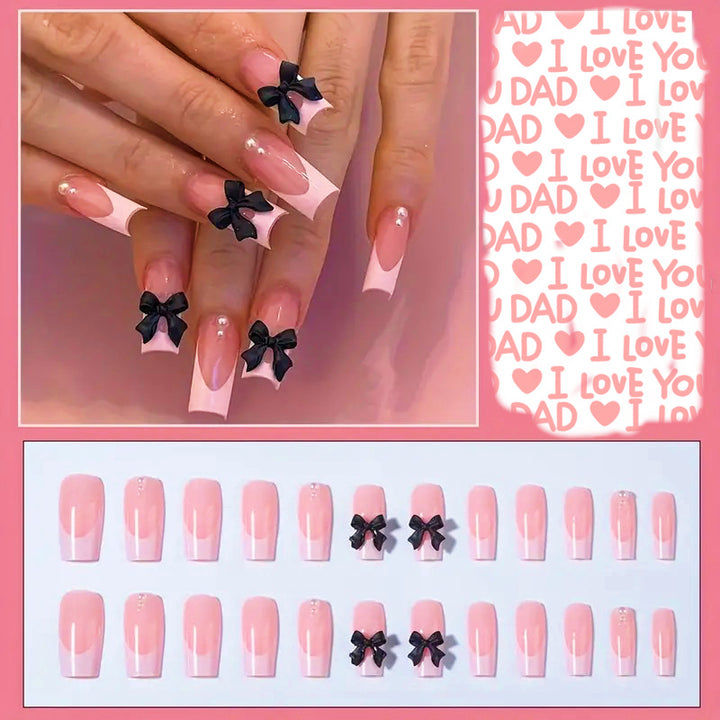 Stylish artificial nails with bow details Kalsten