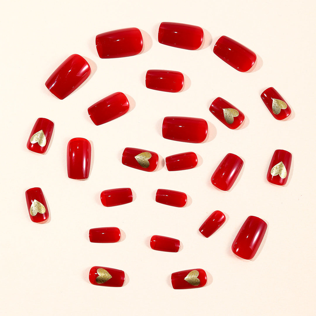 Elegant Heart-Accented Press-On Nail Set Kalsten