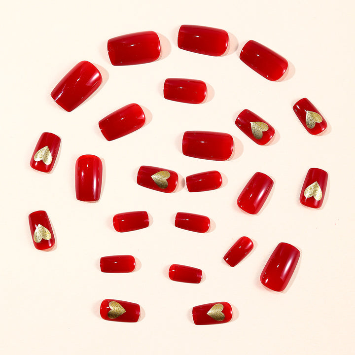 Elegant Heart-Accented Press-On Nail Set Kalsten