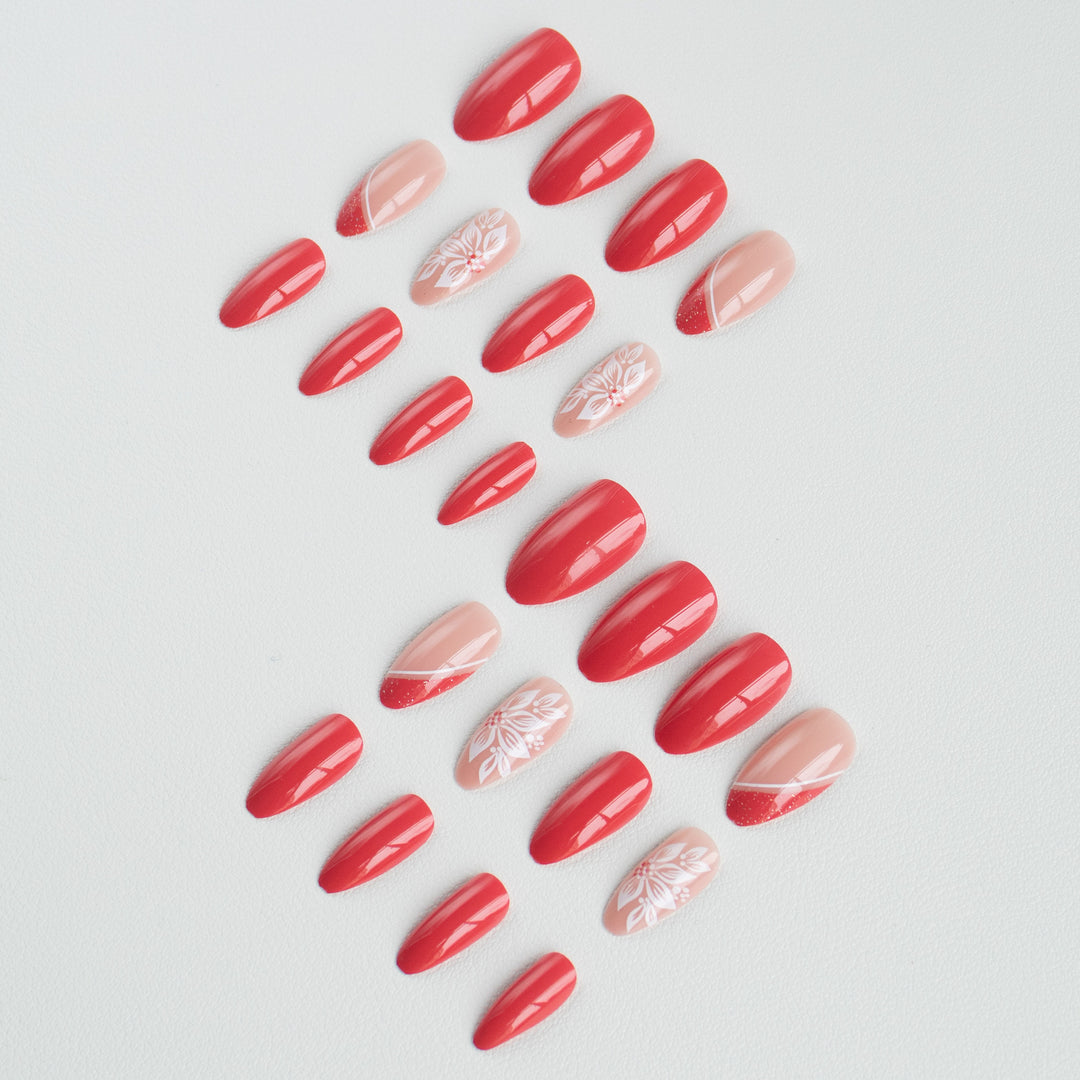 Floral Design Acrylic Nail Art
