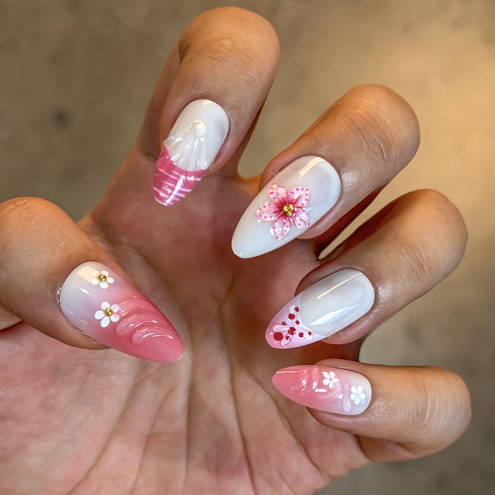 Artistic Floral Press-On Nail Set Kalsten