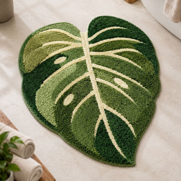 Plush Leaf-Shaped Area Rug