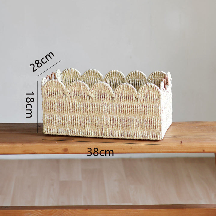 Handcrafted storage basket with wave edge Kalsten