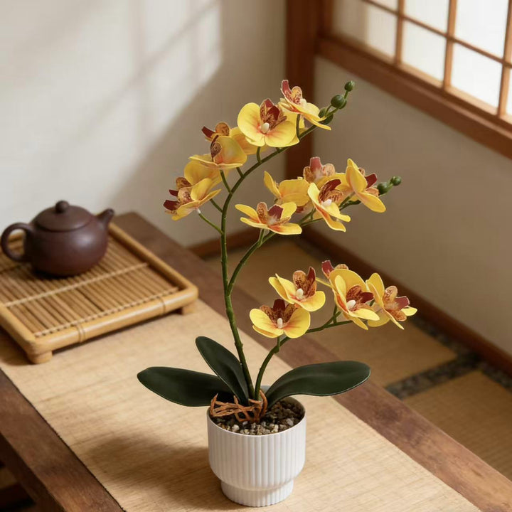 Realistic Artificial Orchid Plant with Decorative Pot