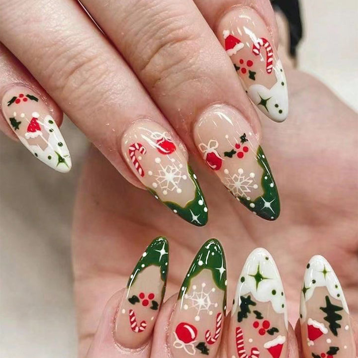 Festive Holiday-Themed Stiletto Nail Art Kalsten