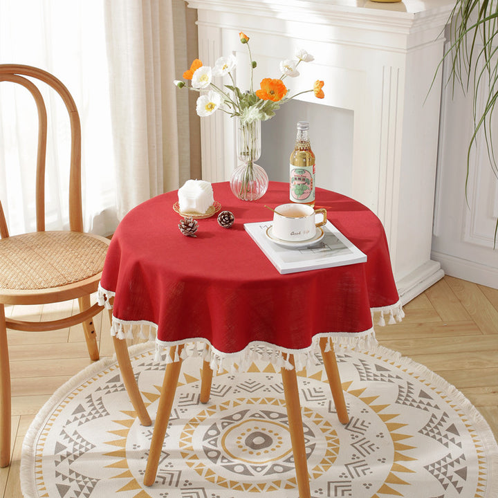 Chic Fringed Round Tablecloth
