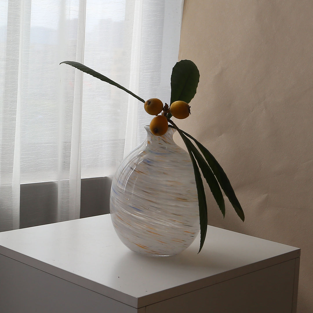 Handblown Swirl-Pattern Decorative Bulb Vase Kalsten